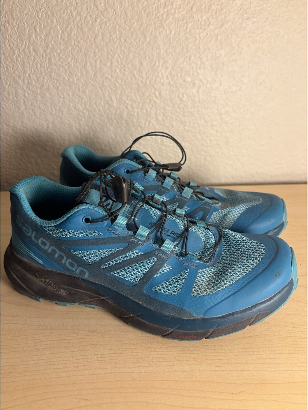 Salomon Sense Ride Shoes Womens 6.5 Blue Trail Running Athletic Outdoor Sneakers